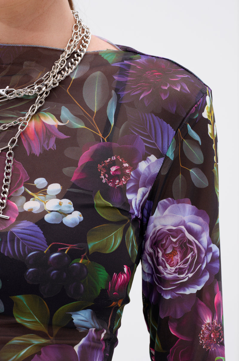 ANOTHER ROSE LONG SLEEVE MESH TOP