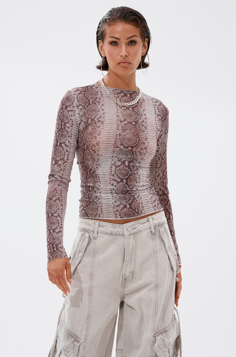 SNAKE CHARMER LONG SLEEVE MESH TOP