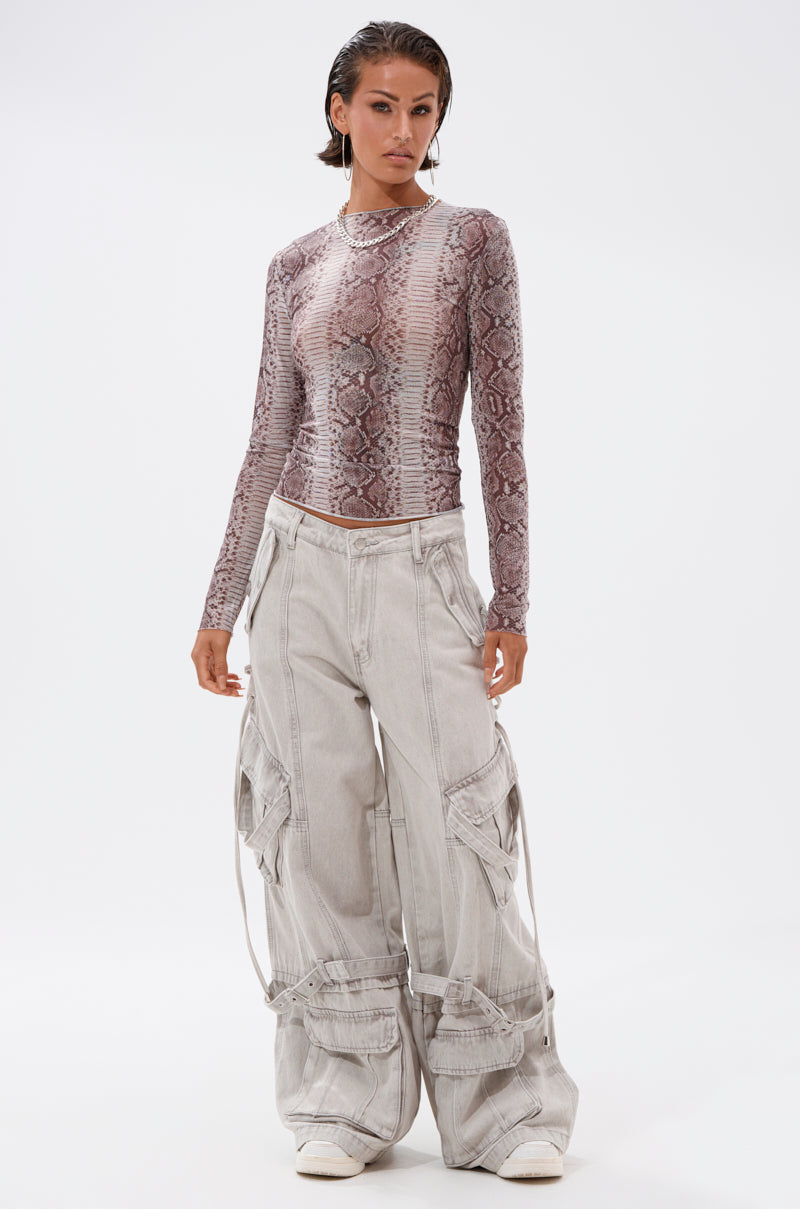 SNAKE CHARMER LONG SLEEVE MESH TOP