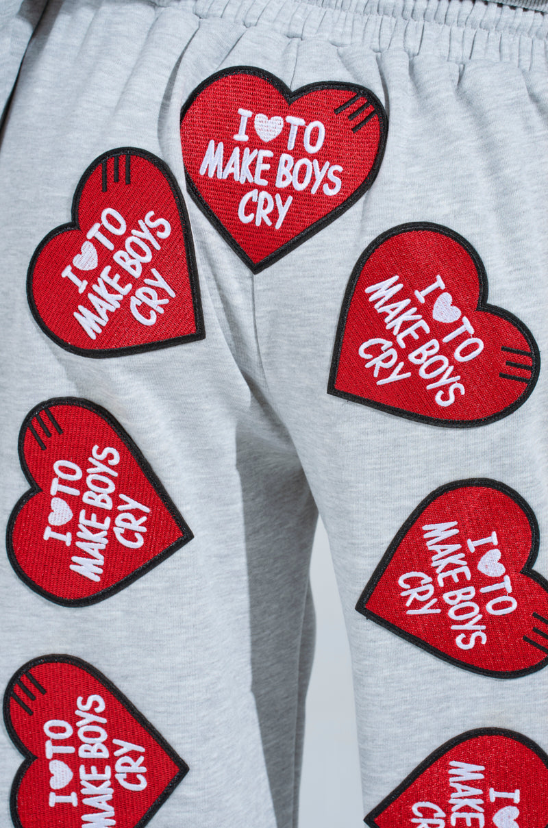 I LOVE TO MAKE BOYS CRY WIDE LEG SWEATPANT