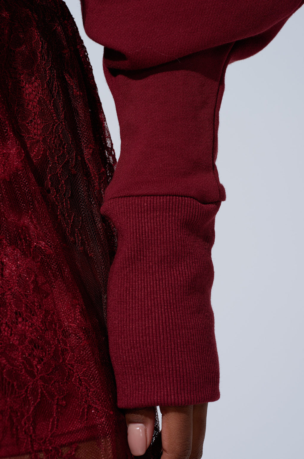 TOO TRENDY ZIP UP SWEATSHIRT WITH LACE