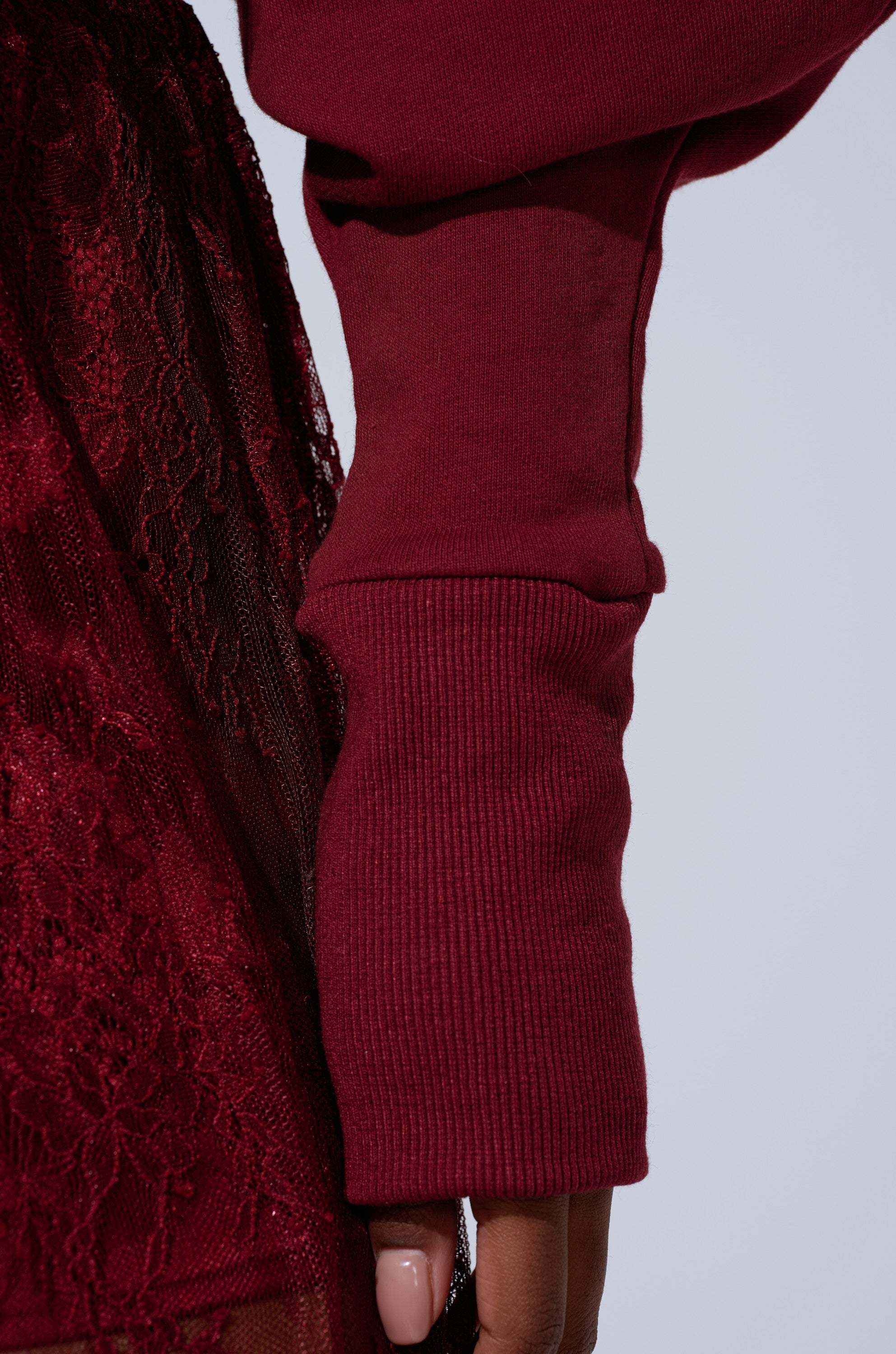 TOO TRENDY ZIP UP SWEATSHIRT WITH LACE