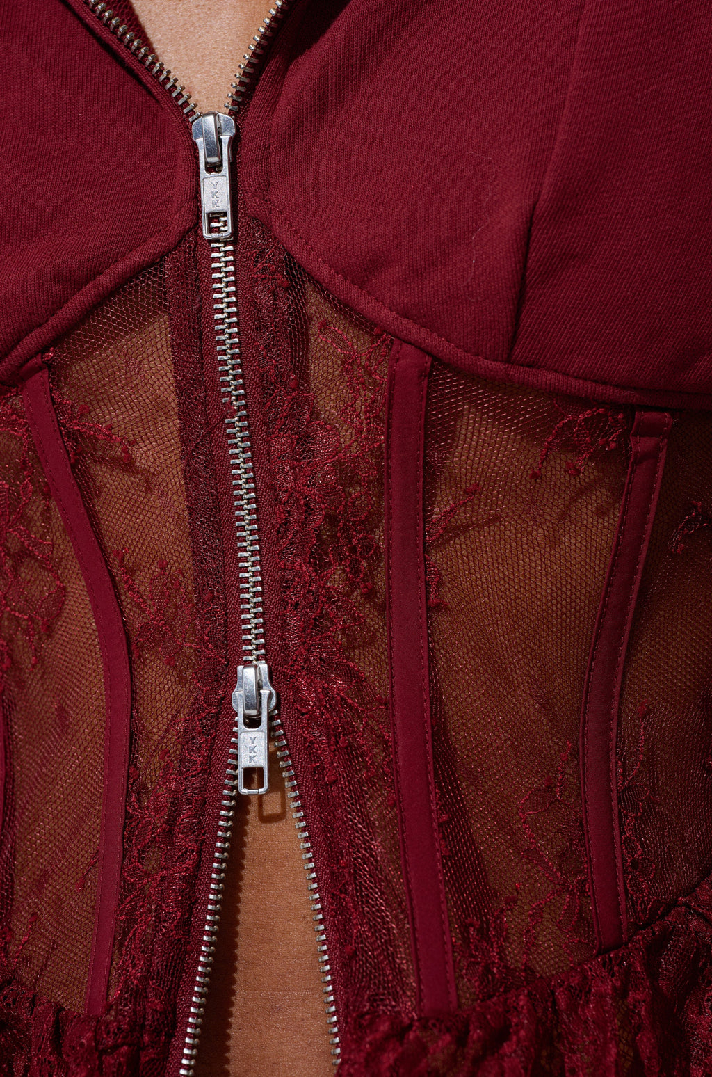 TOO TRENDY ZIP UP SWEATSHIRT WITH LACE