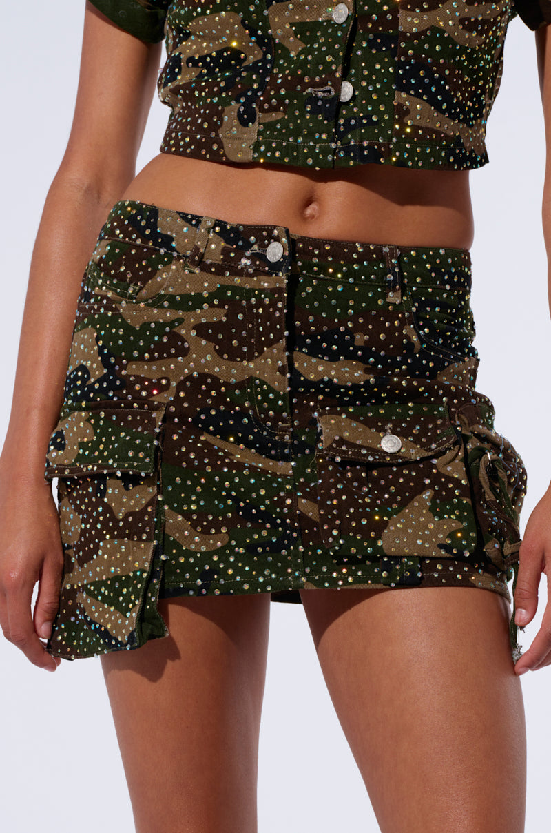 NO MERCY CAMO MINI SKIRT