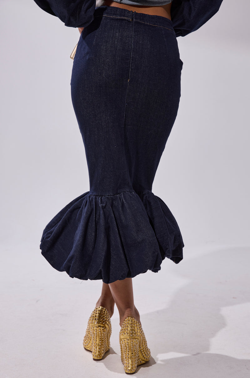 LET'S CHANGE IT UP DENIM MIDI SKIRT