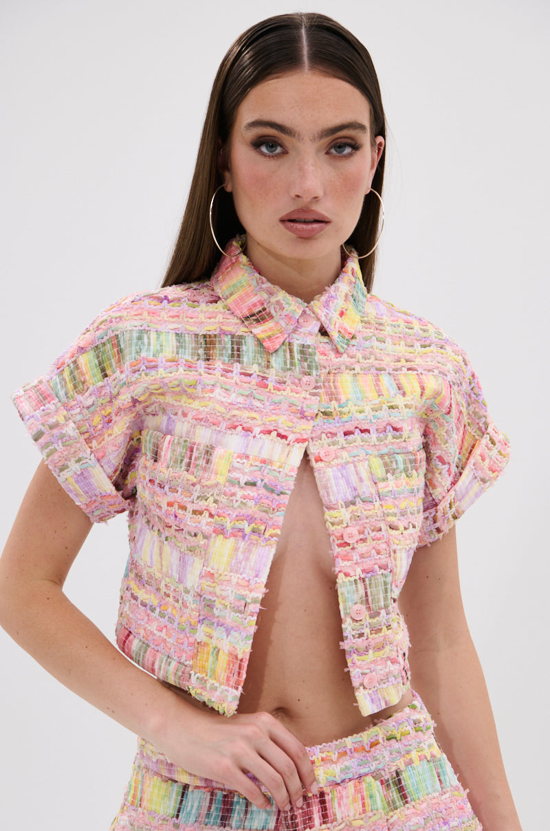 VERONICA TWEED PLAID BLOUSE