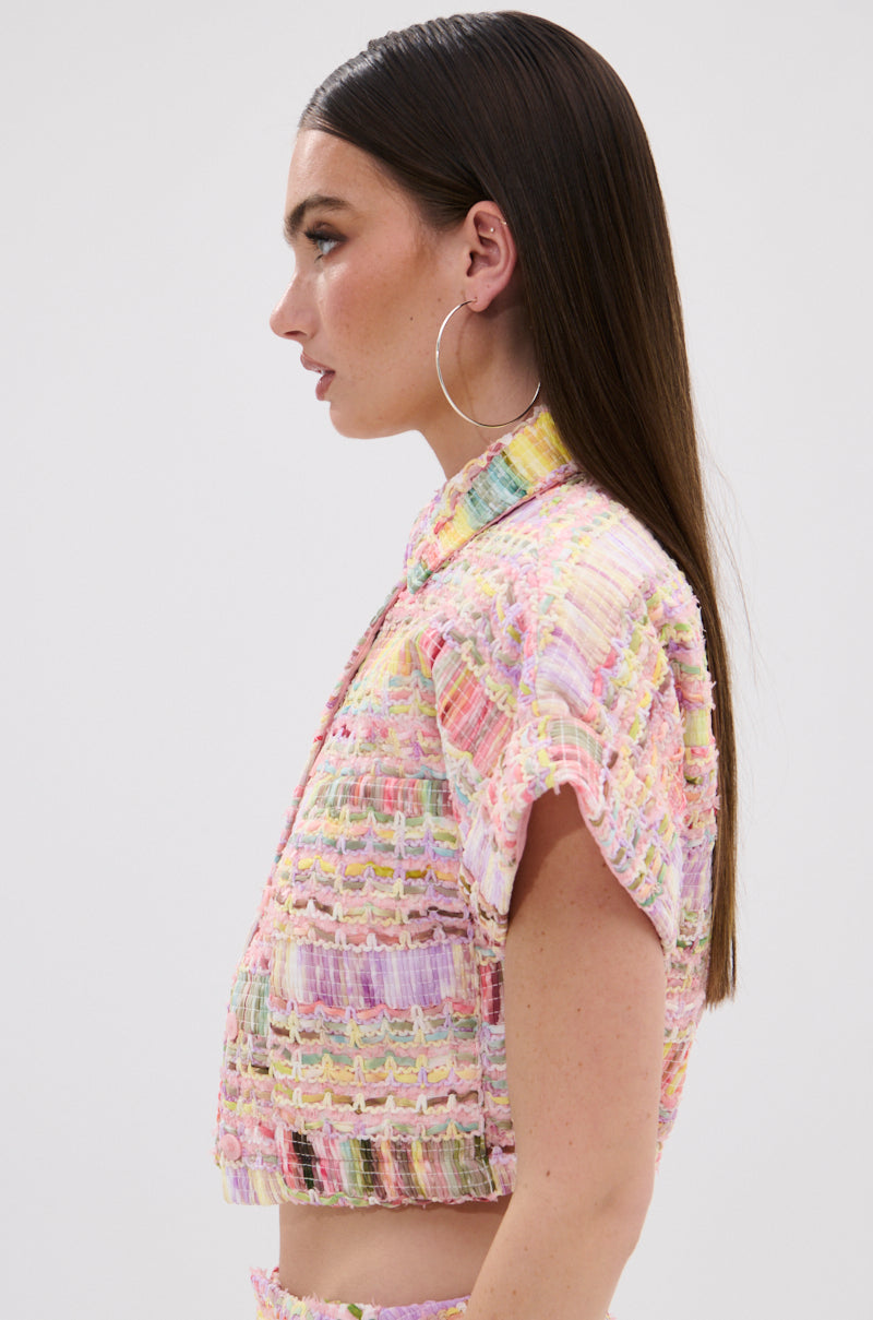 VERONICA TWEED PLAID BLOUSE