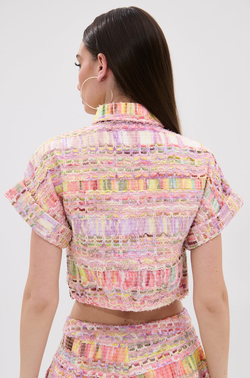 VERONICA TWEED PLAID BLOUSE