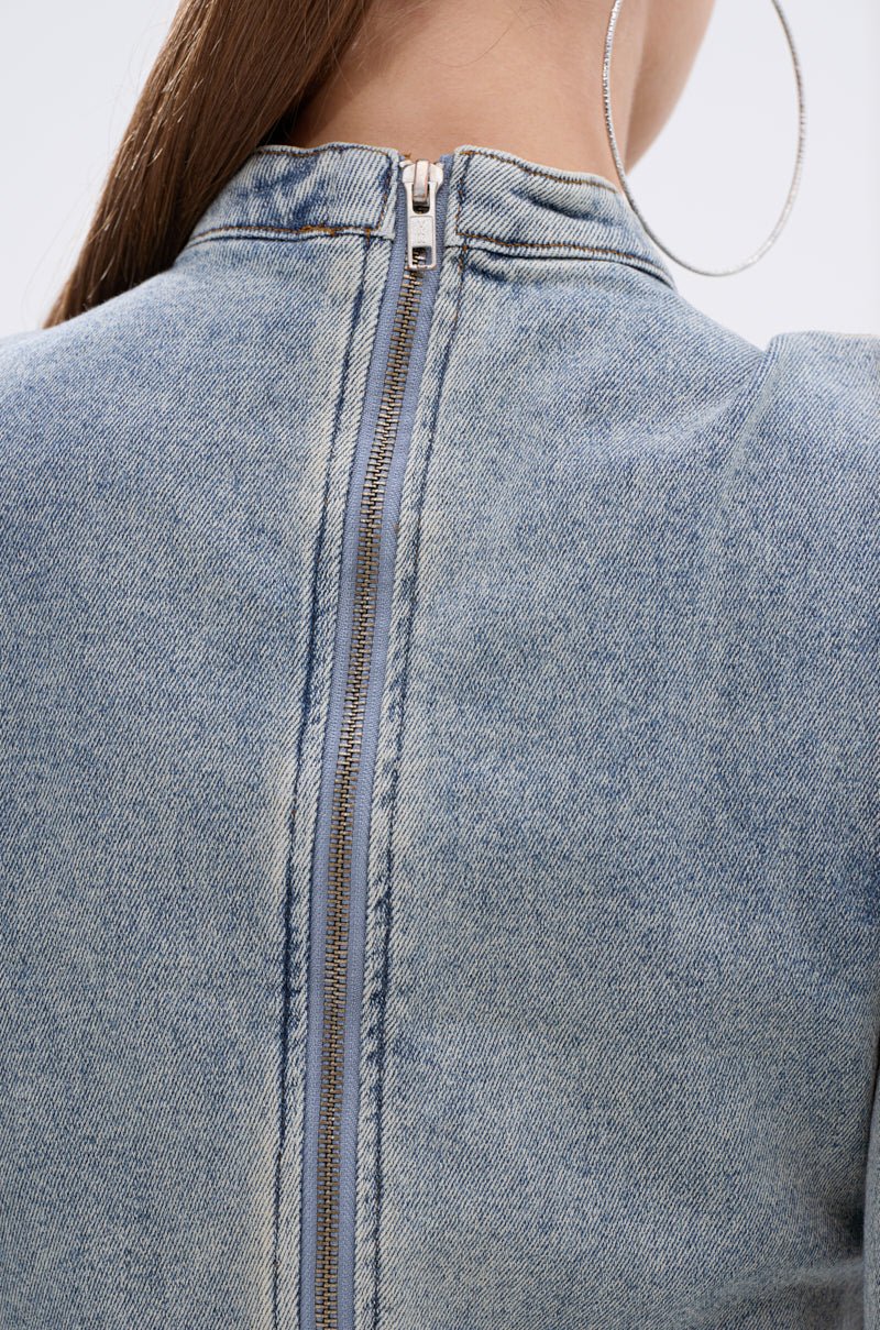 WAIT FOR U DENIM BOW BLOUSE TOP