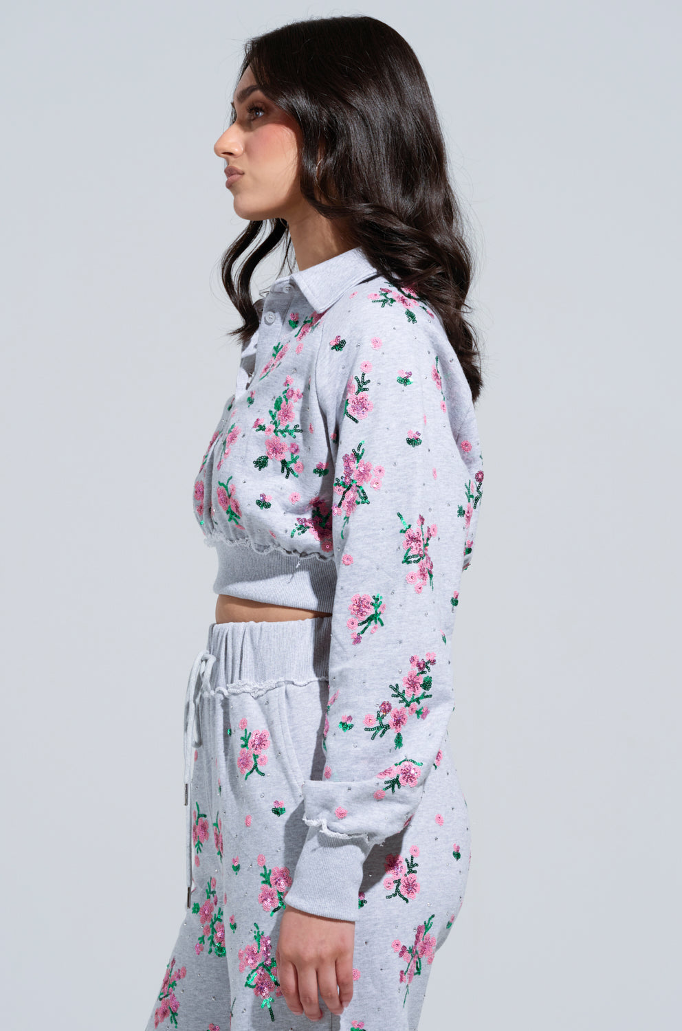 GARDEN PARTY RHINESTONE BUTTON UP TOP