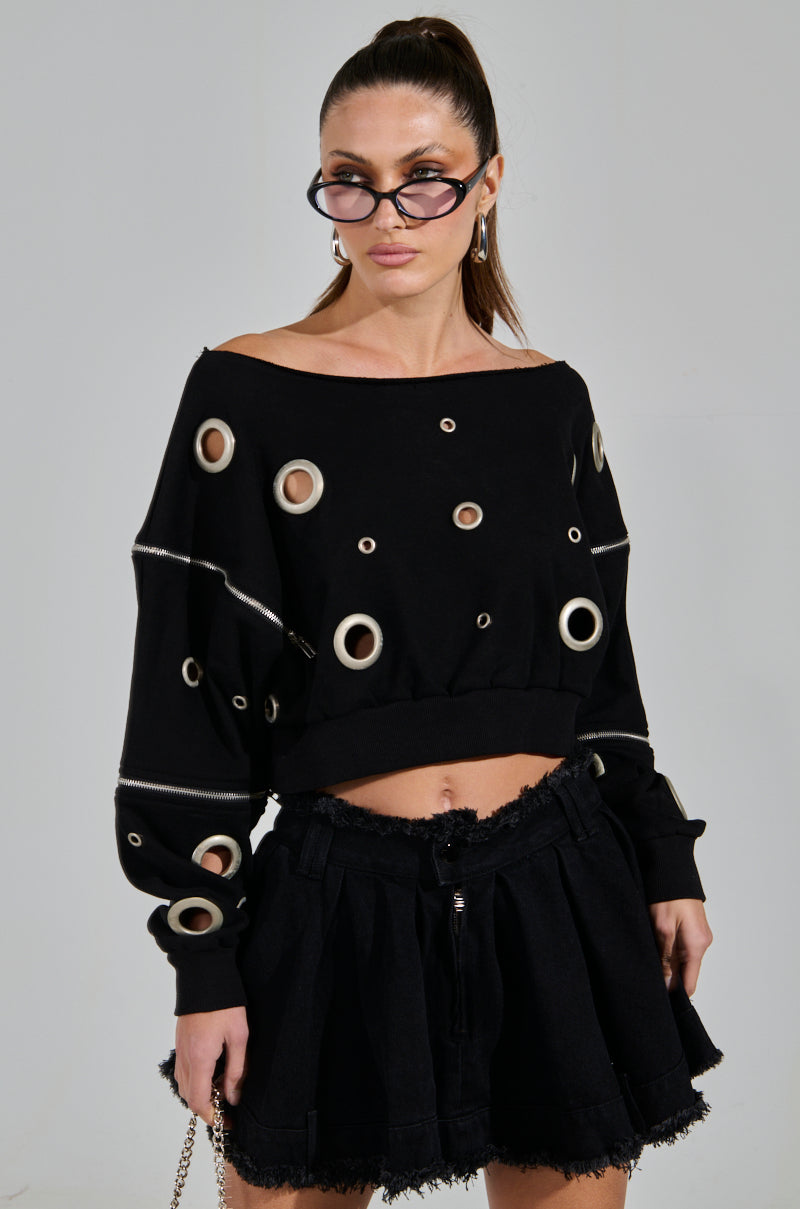 DREAMS VINTAGE ZIPPER DETAIL SWEATSHIRT