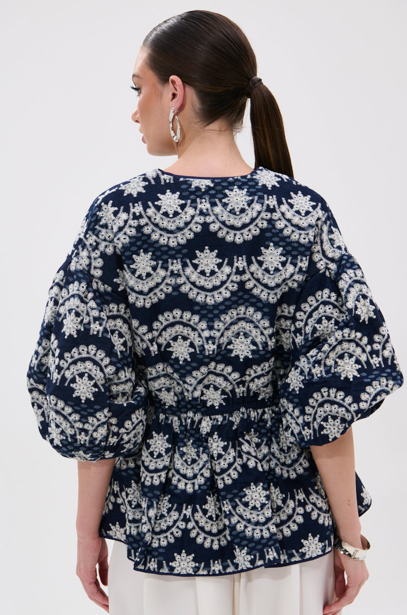 MELODY DENIM EYELET BLOUSE