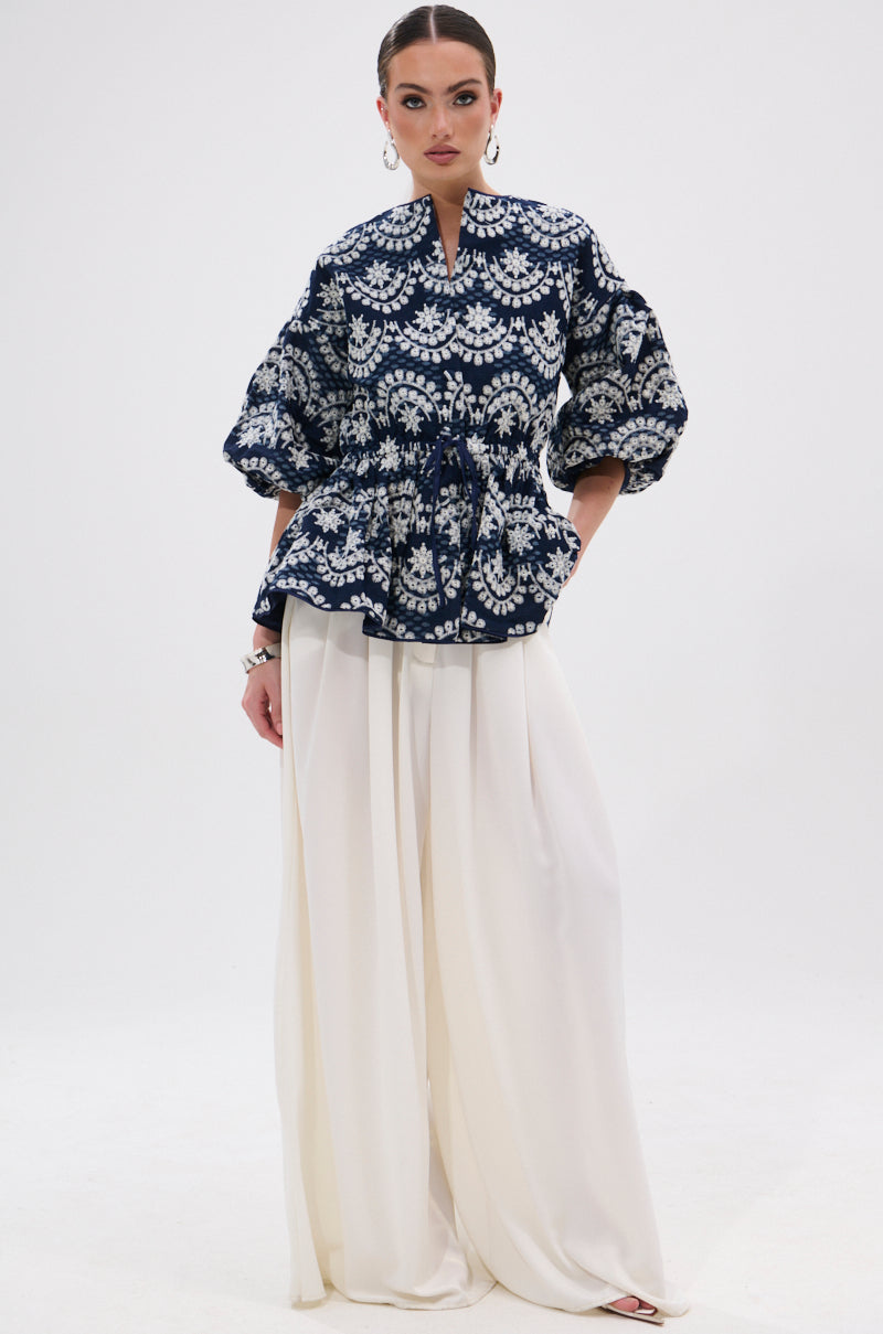 MELODY DENIM EYELET BLOUSE