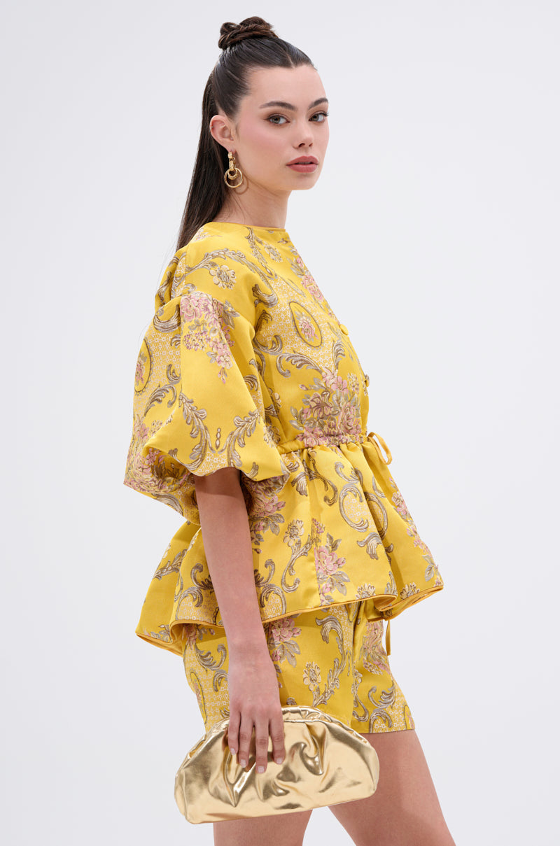ETHEREAL BROCADE SHORT SLEEVE BLOUSE