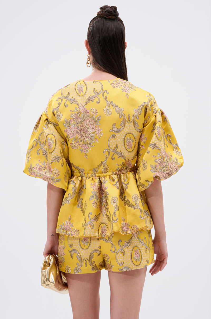 ETHEREAL BROCADE SHORT SLEEVE BLOUSE