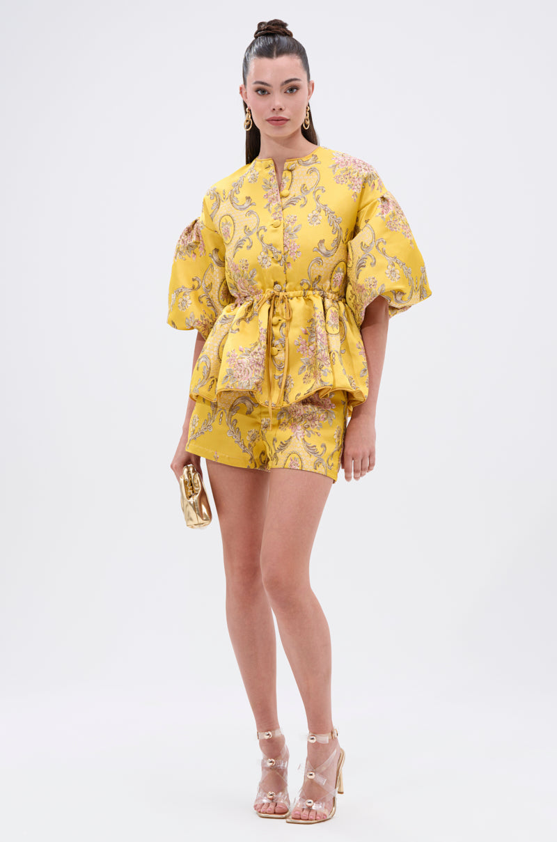 ETHEREAL BROCADE SHORT SLEEVE BLOUSE