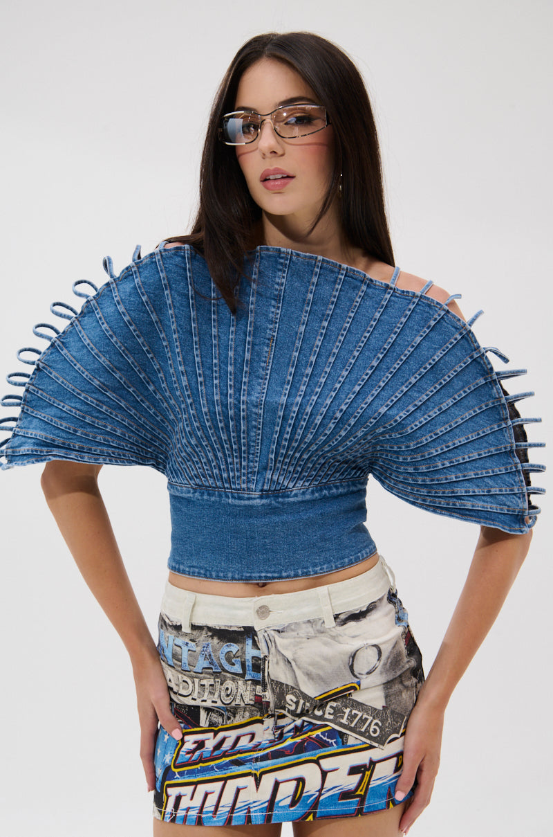 DENIM ON DENIM BLOUSE