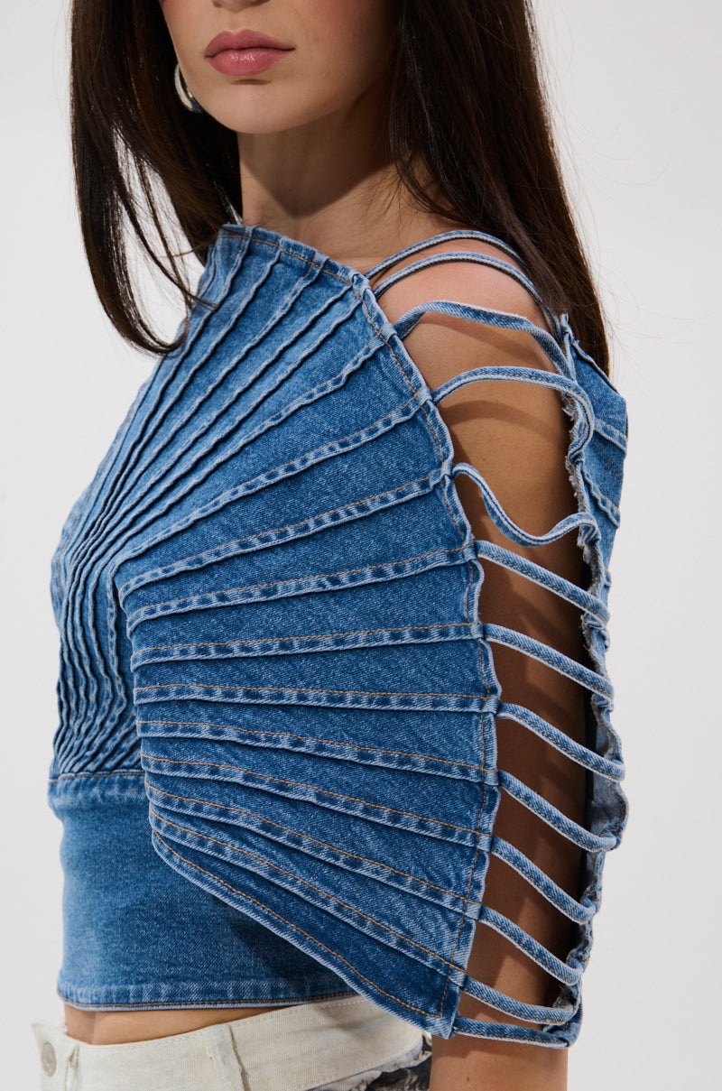 DENIM ON DENIM BLOUSE