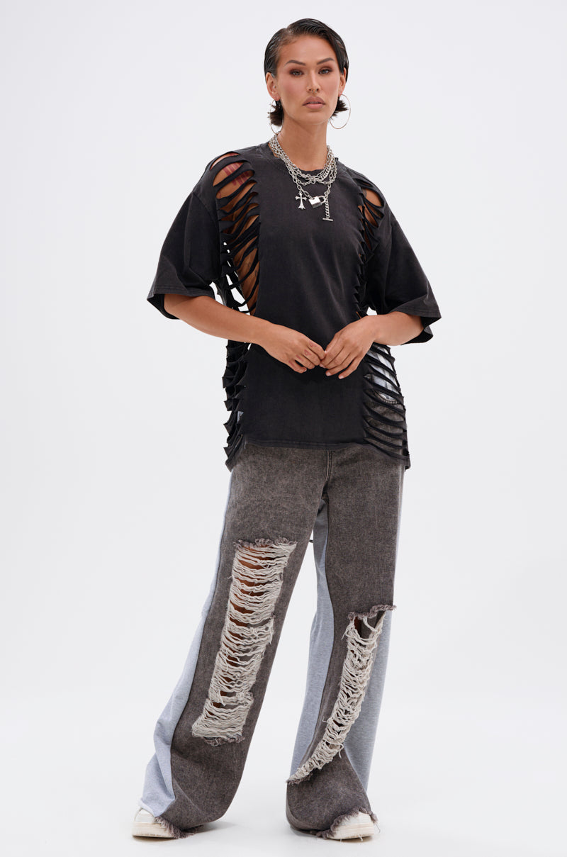 SHAINA DISTRESSED OVERSIZED TEE
