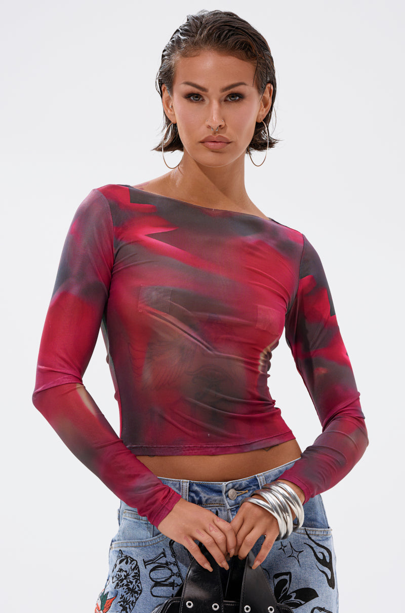 AURA LONG SLEEVE MESH TOP