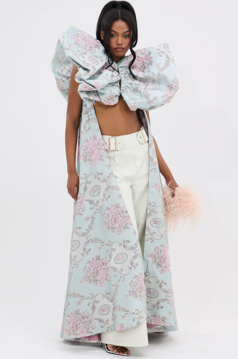 FEELING HEAVENLY BROCADE SHORT SLEEVE BLOUSE