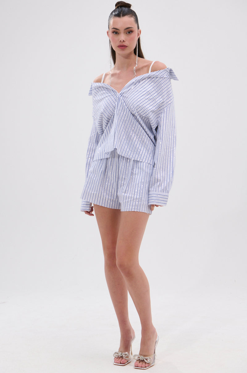 NOTHING BETTER STRIPE SHORT WITH RHINESTONE