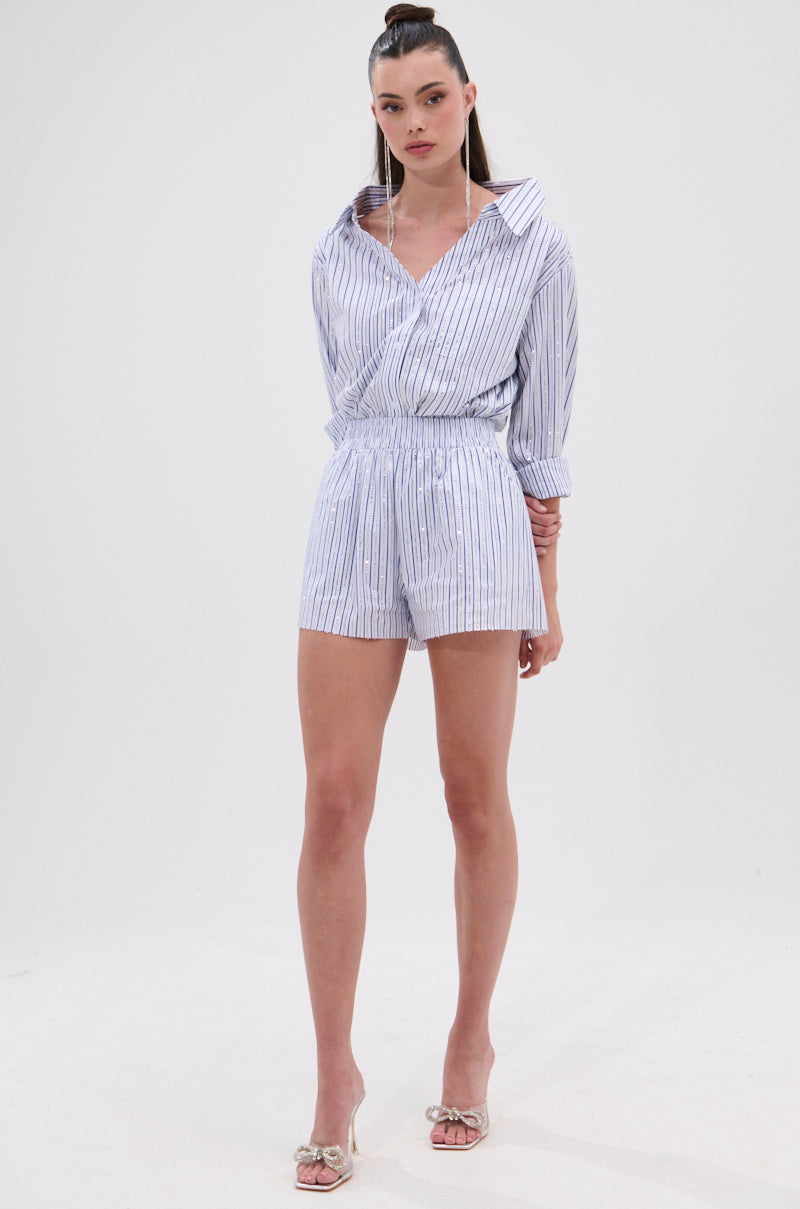 NOTHING BETTER STRIPE SHORT WITH RHINESTONE