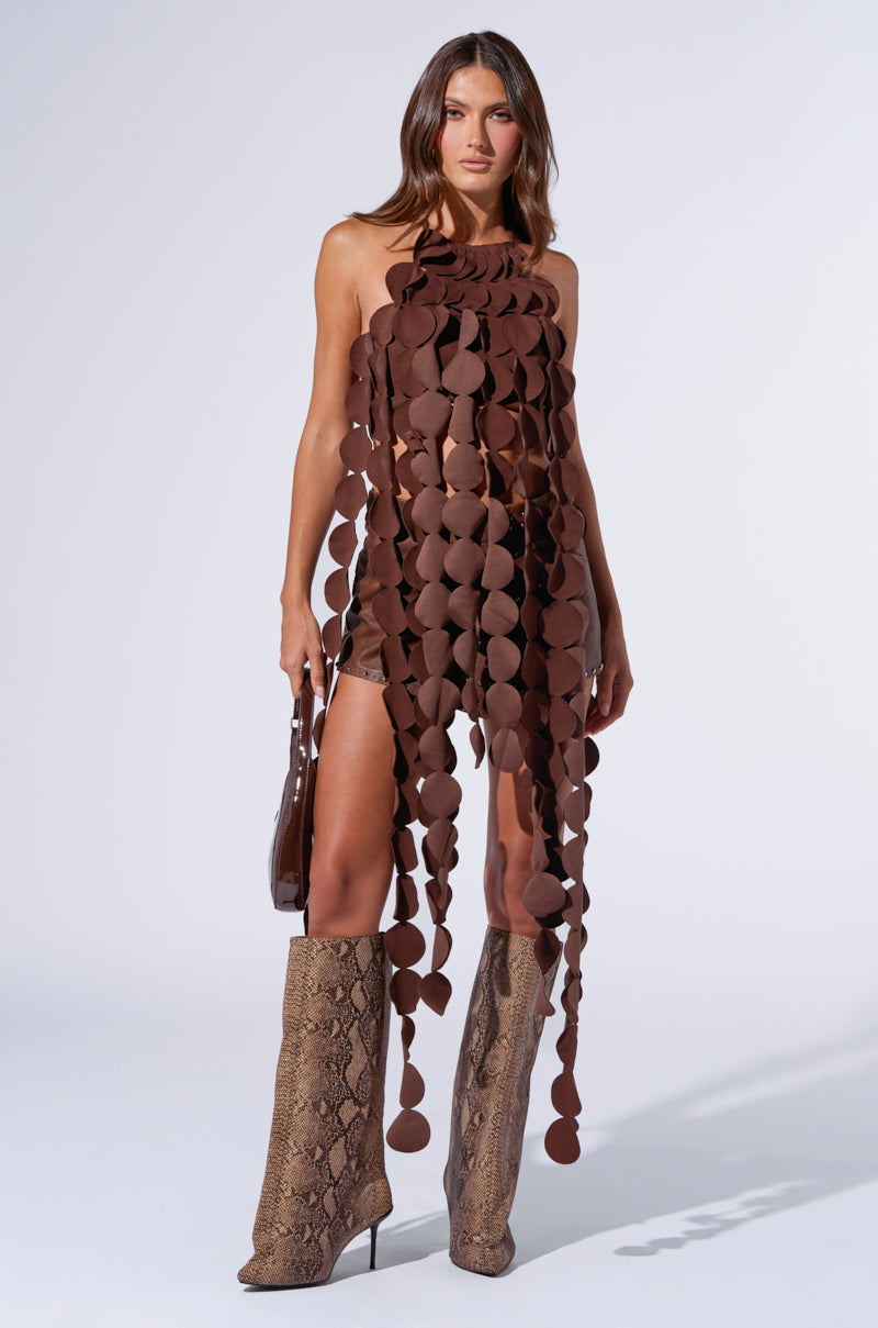 LIGHTS FLASHING HALTER TIE NECK TOP