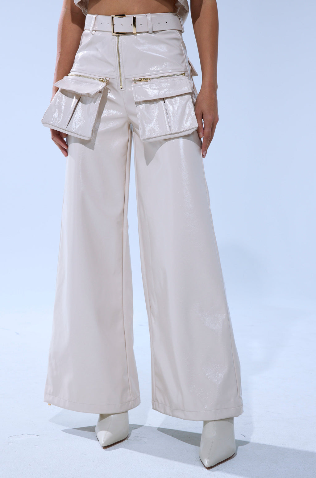 SHOW STOPPER FAUX LEATHER CARGO TROUSER