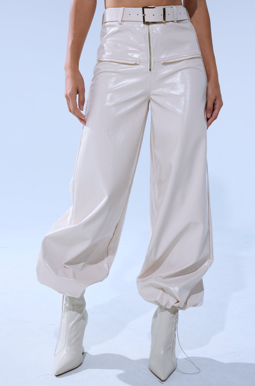 SHOW STOPPER FAUX LEATHER CARGO TROUSER