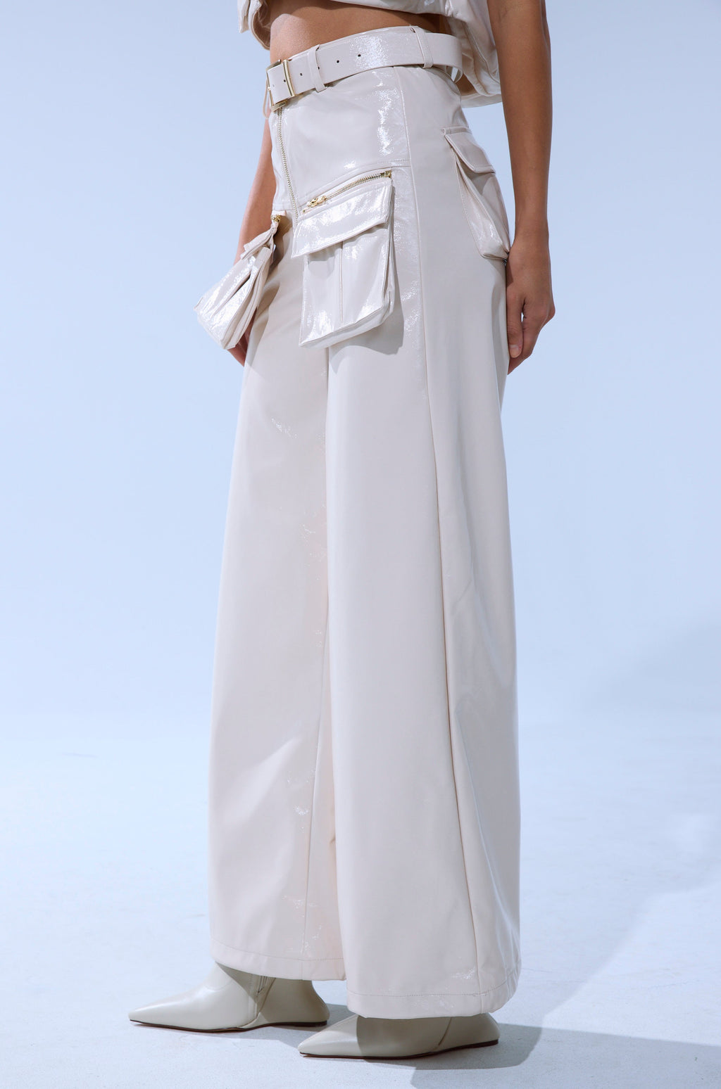 SHOW STOPPER FAUX LEATHER CARGO TROUSER