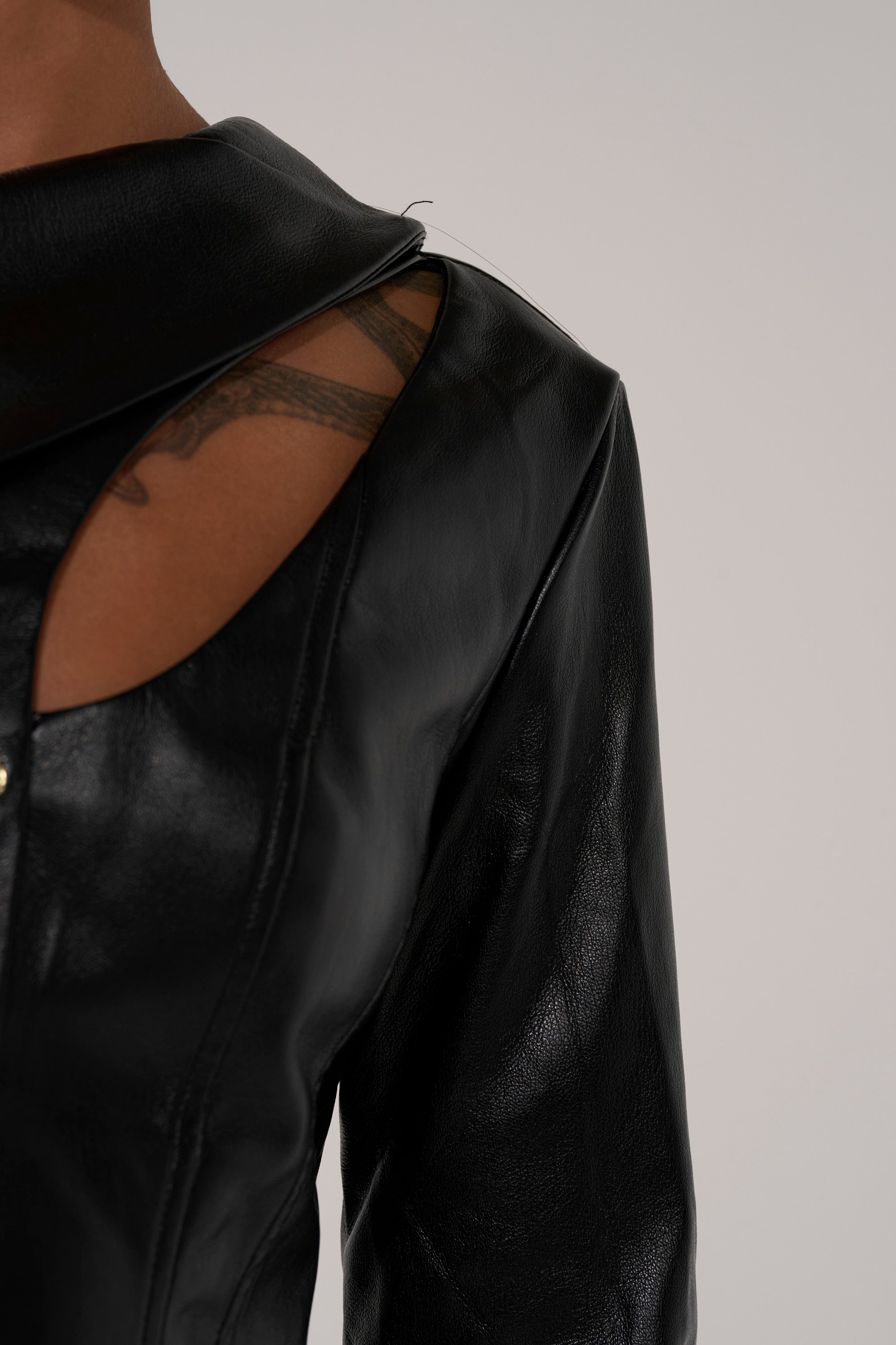 YOU GOT ME FEELING FAUX LEATHER BUTTON DOWN