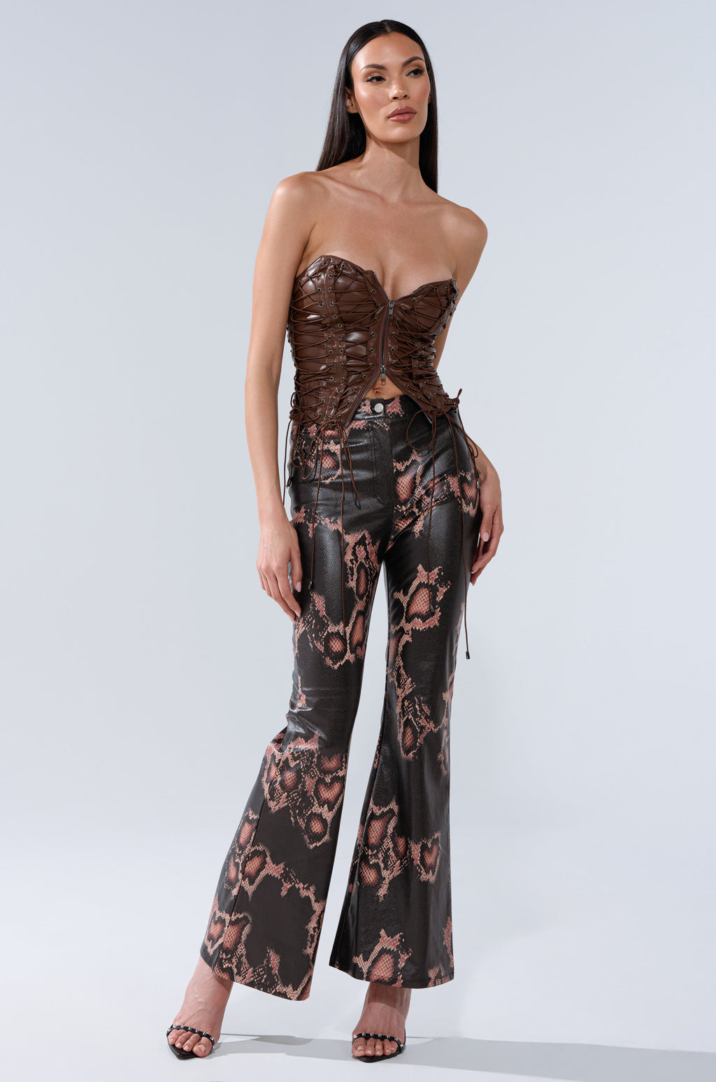 KNOTTED UP FAUX LEATHER CORSET