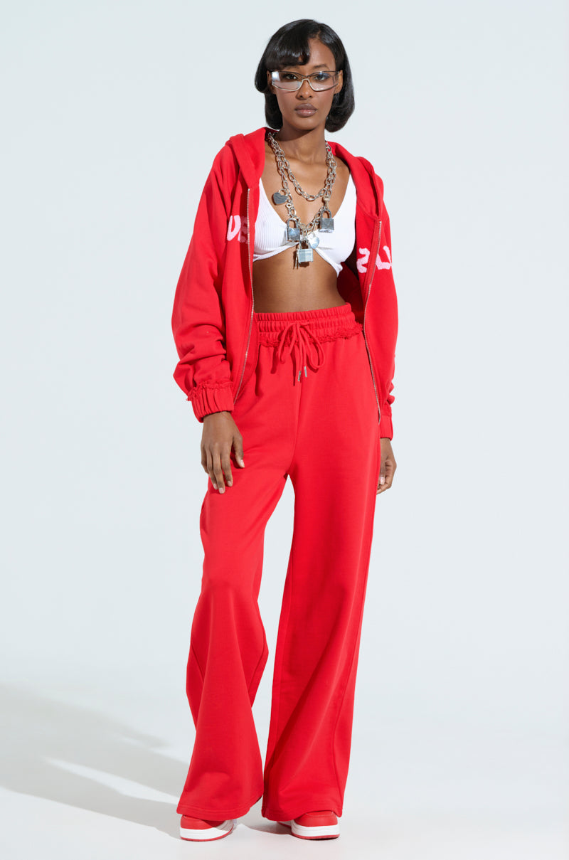 LOVERS CLUB ZIP UP HOODIE IN RED