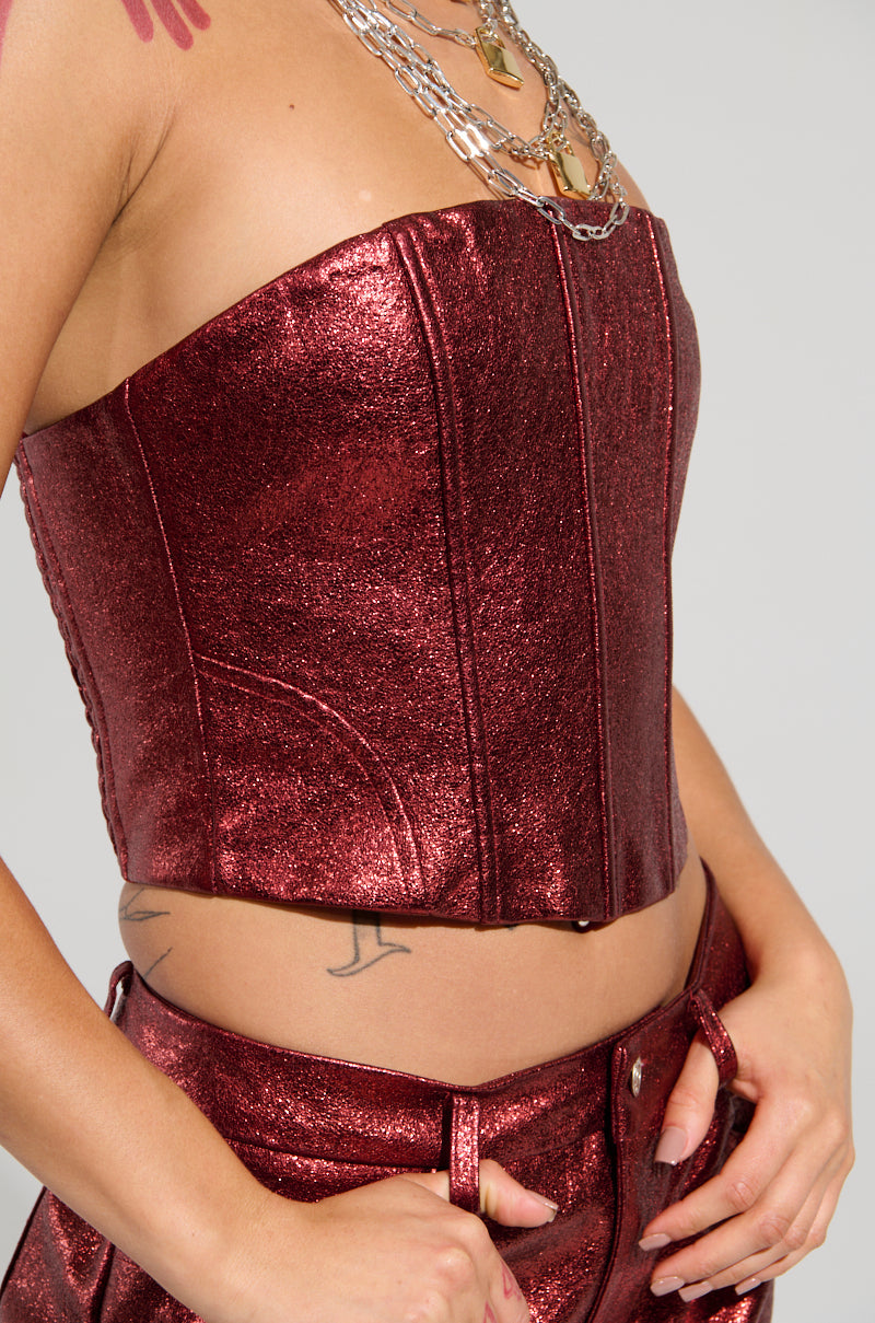 ROCKSTAR CHIC CORSET TOP IN RED
