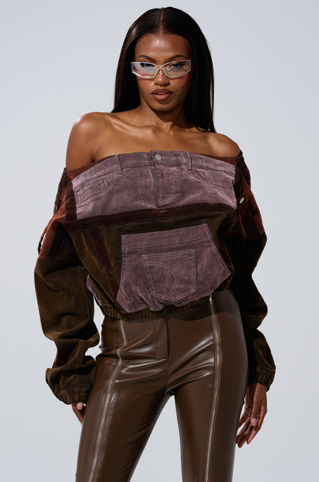 PATCH ME UP MINERAL WASHED SWEATSHIRT IN PURPLE