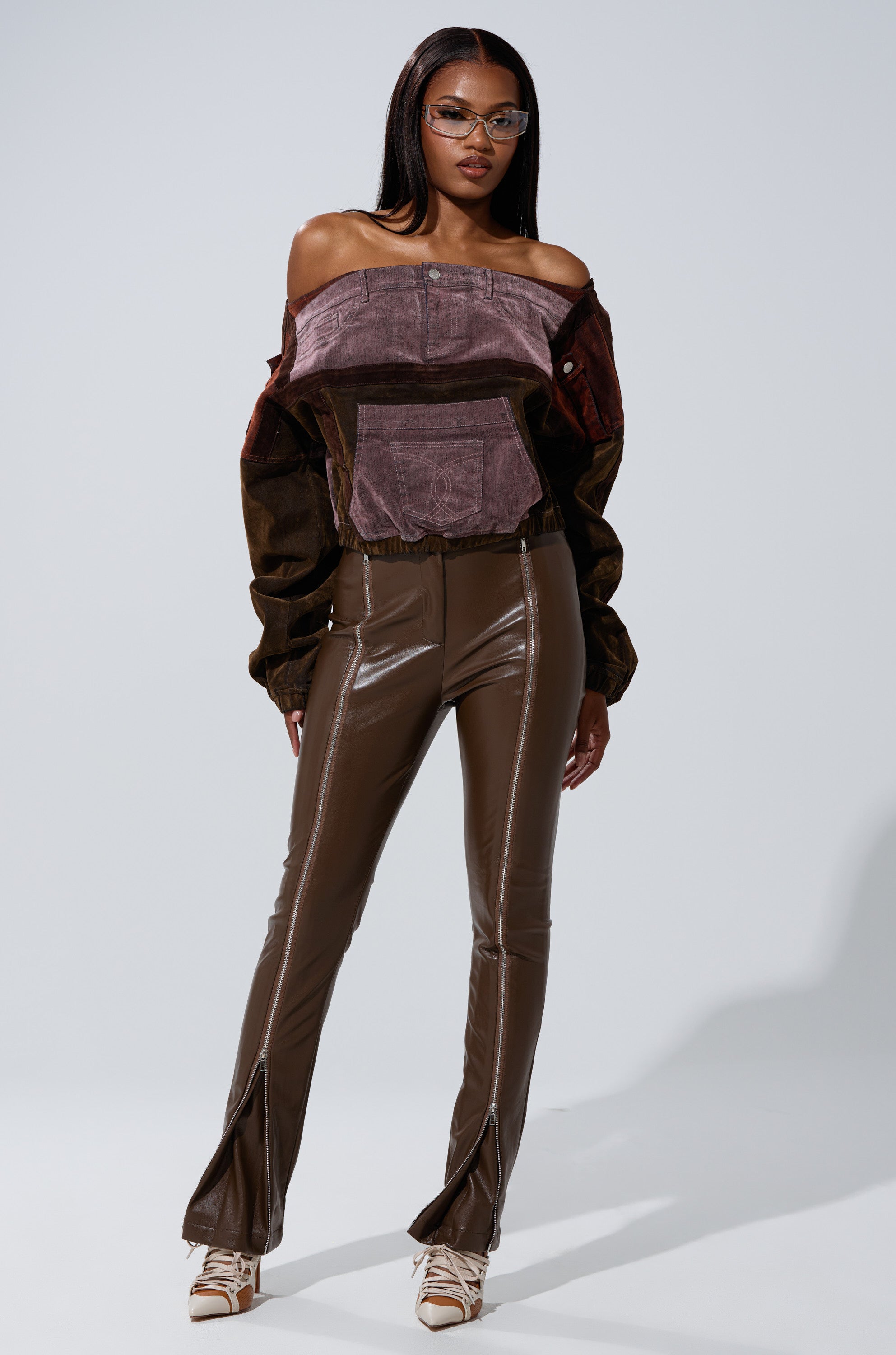 PATCH ME UP MINERAL WASHED SWEATSHIRT IN PURPLE