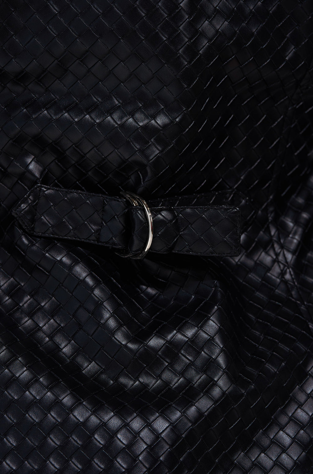 FEELING RICH FAUX LEATHER BUTTON DOWN IN BLACK