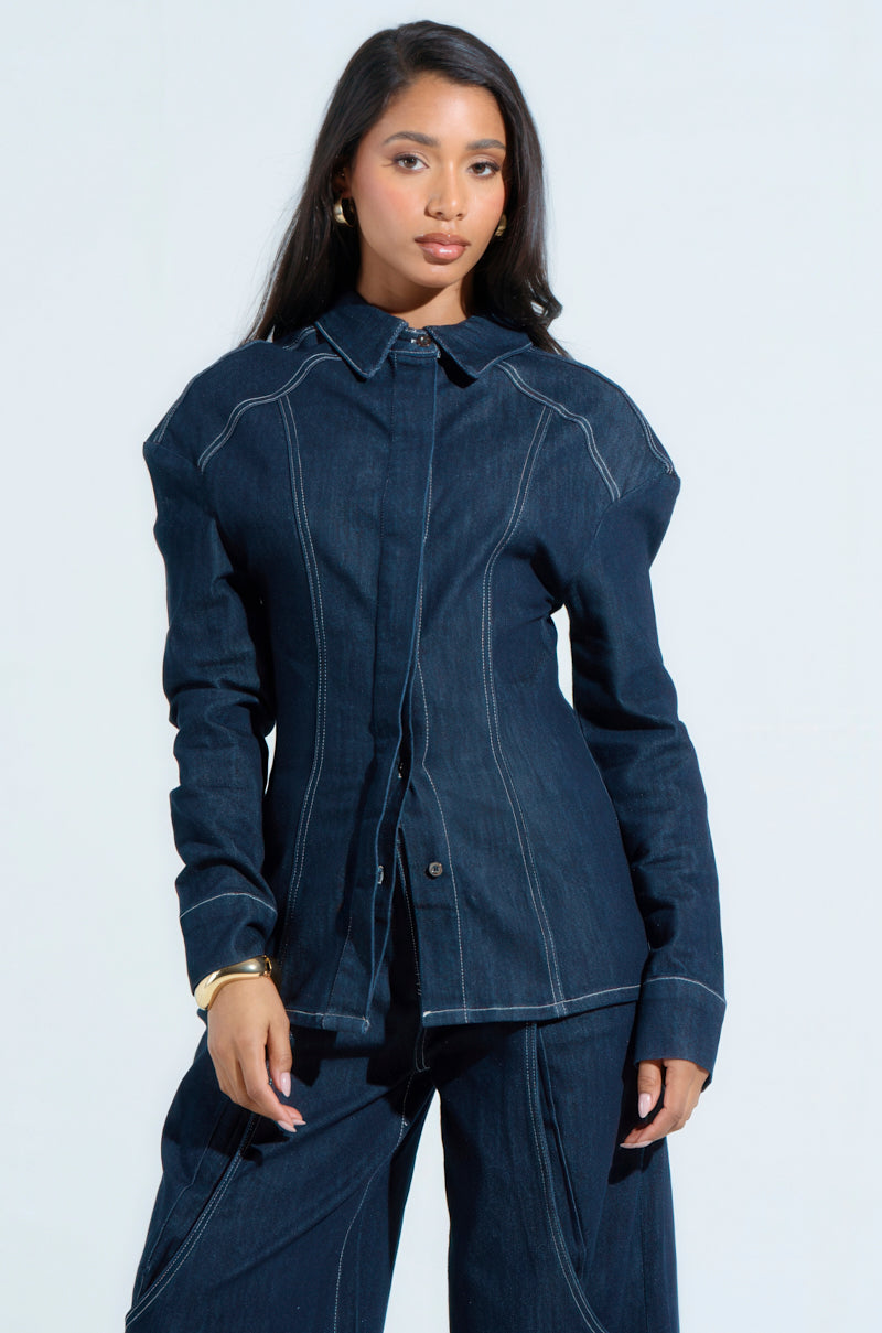 COME WITH ME BUTTON DOWN TOP