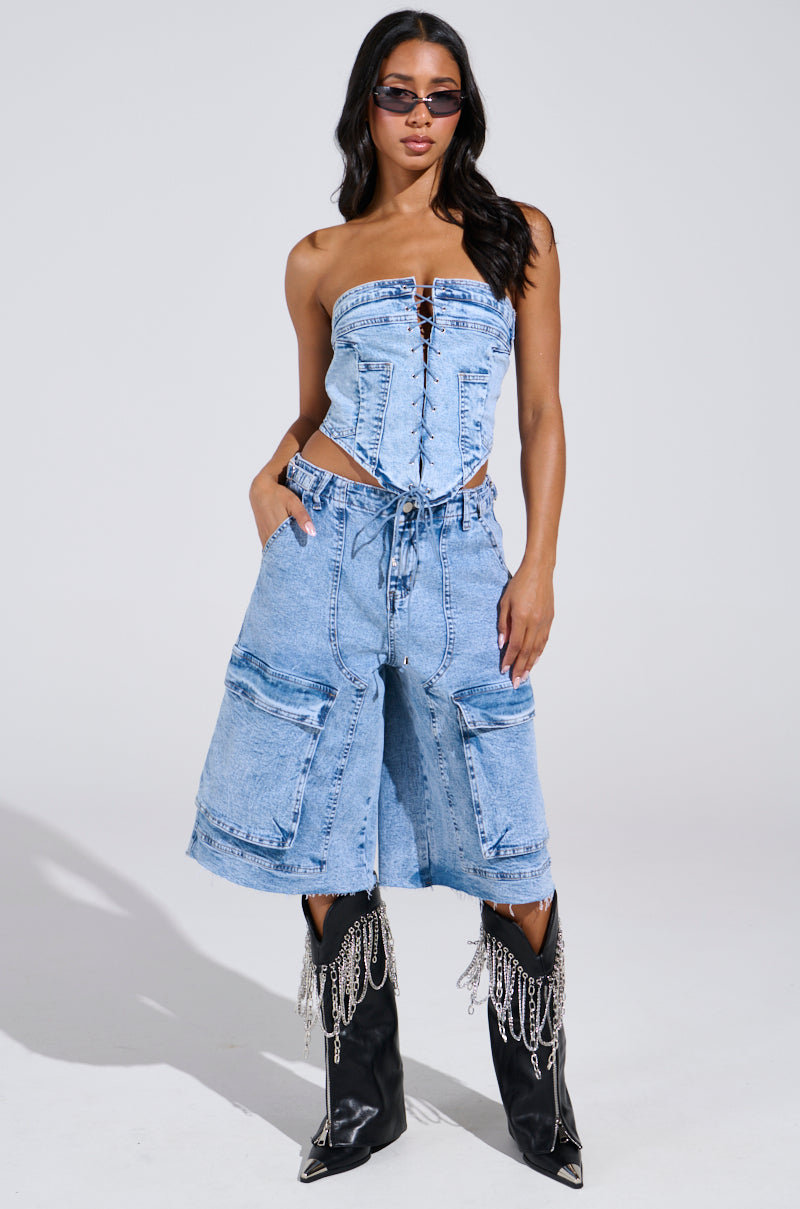 TIED UP DENIM CORSET