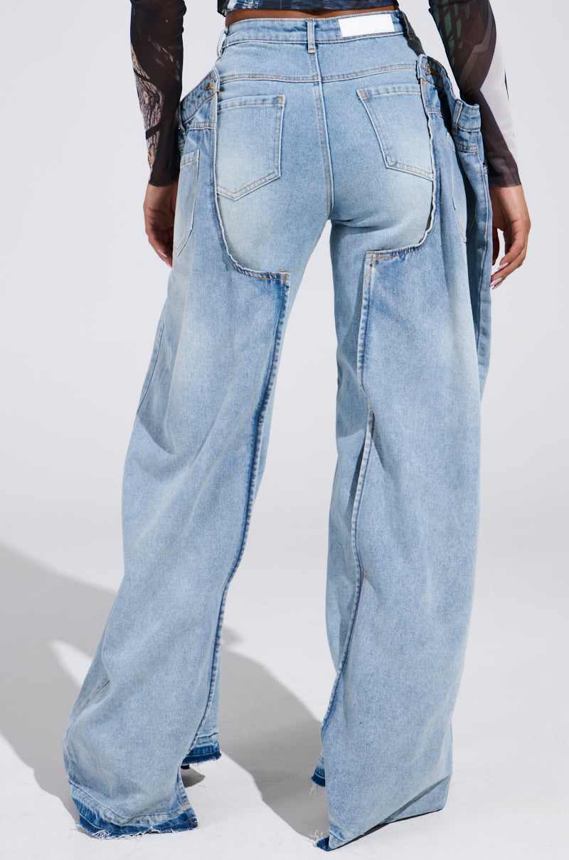 SEEING DOUBLE DECONSTRUCTED DENIM JEANS