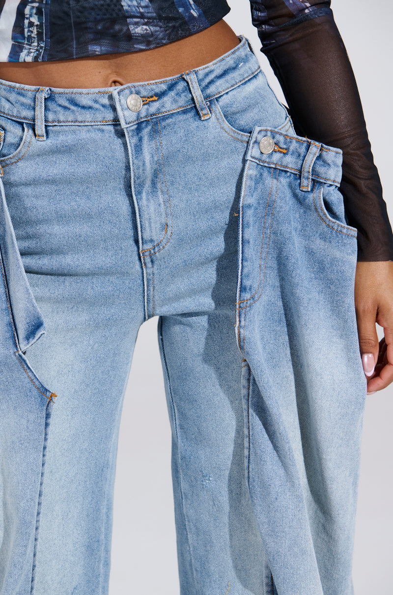 SEEING DOUBLE DECONSTRUCTED DENIM JEANS