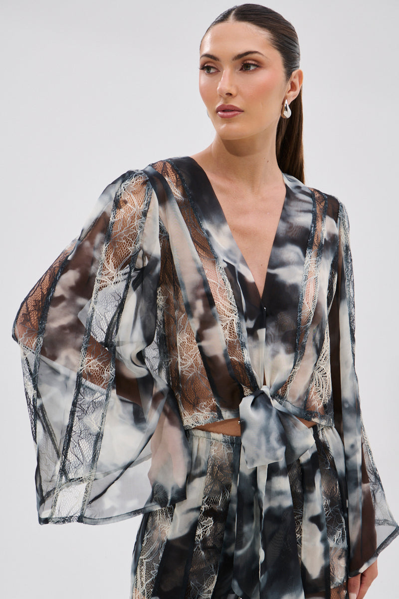 RUBY OMBRE TIE FRONT BLOUSE