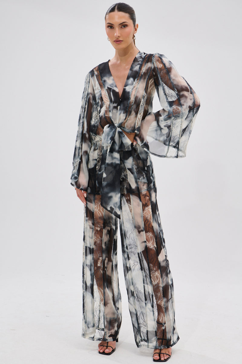 RUBY OMBRE TIE FRONT BLOUSE