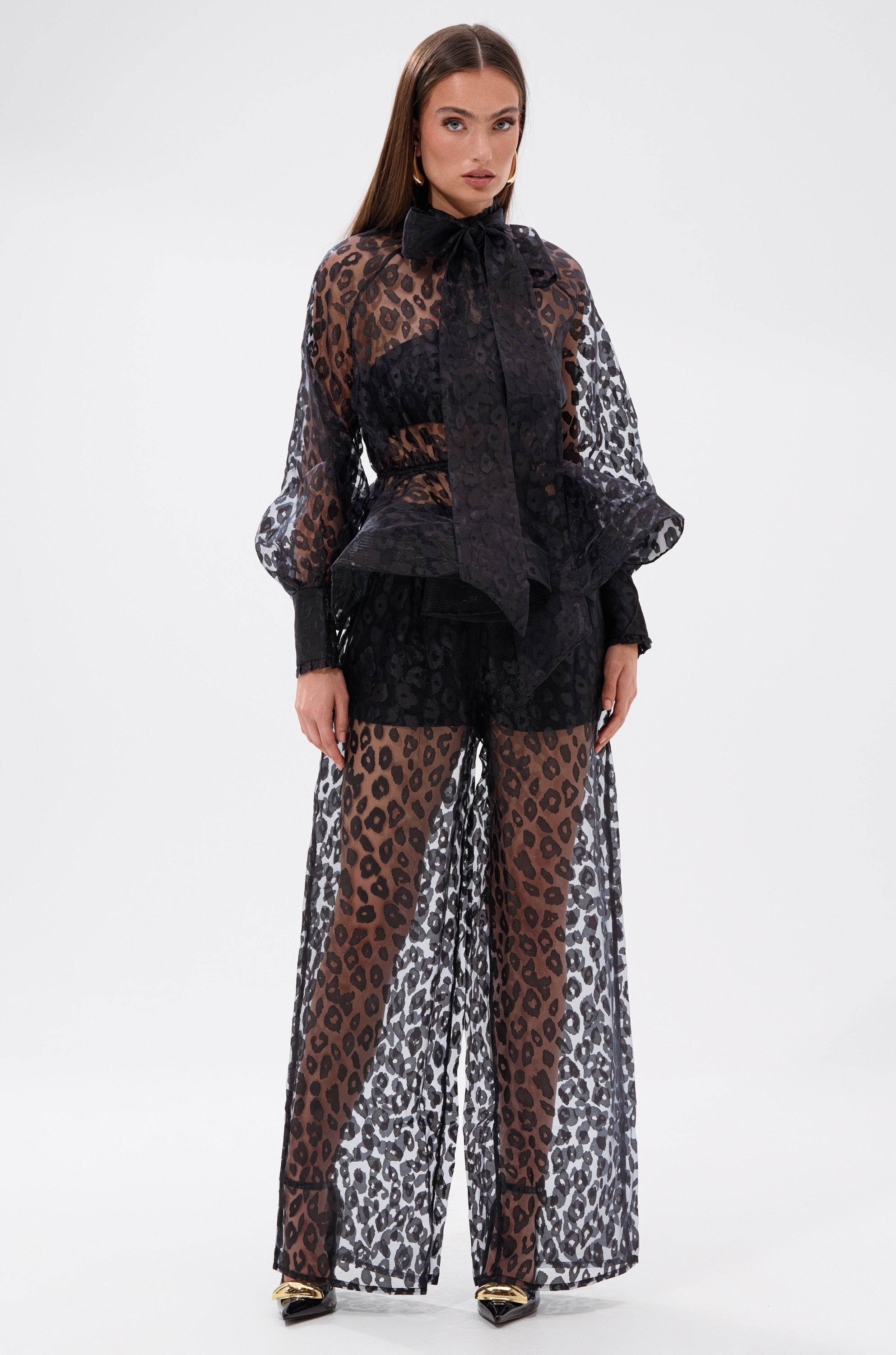 CHEETAH SISTA TIE FRONT BLOUSE