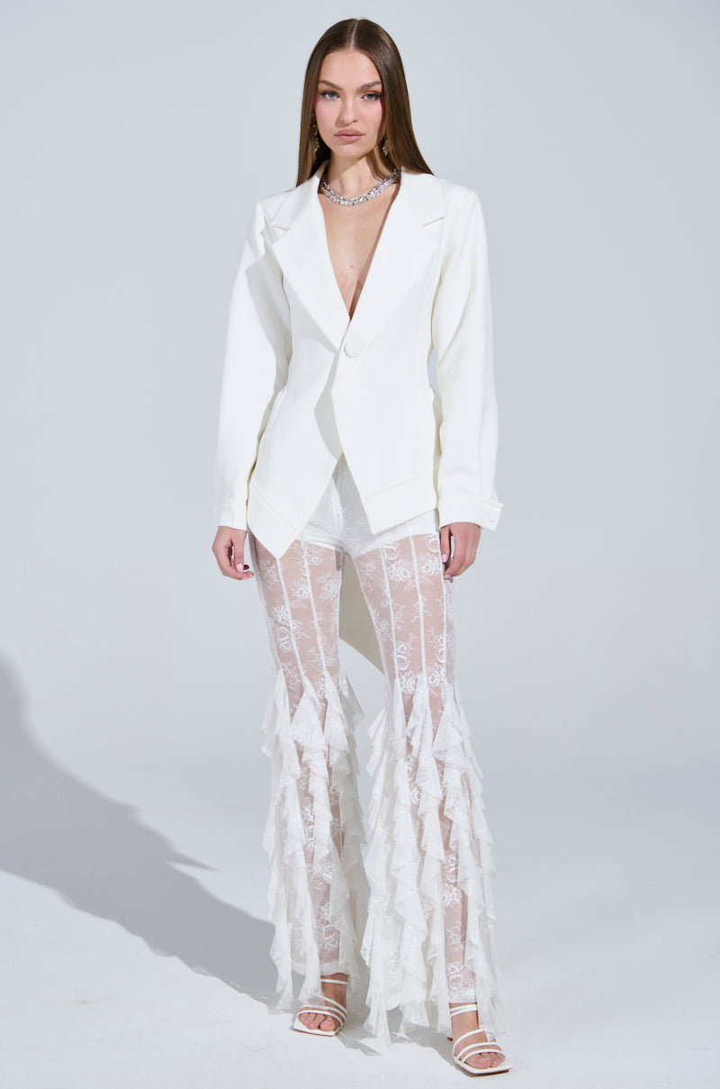 WRAPPED IN A BOW BLAZER IN WHITE