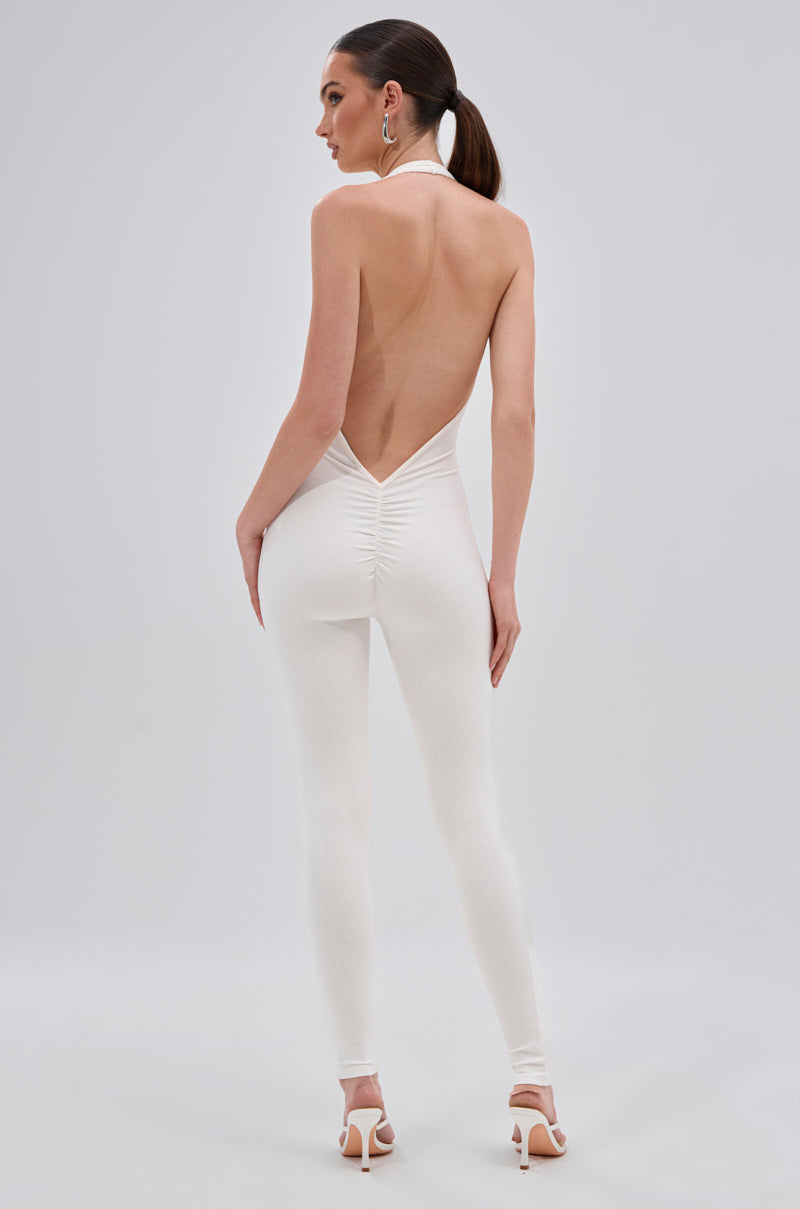 KEEP IT CASUAL HALTER JUMPSUIT IN WHITE