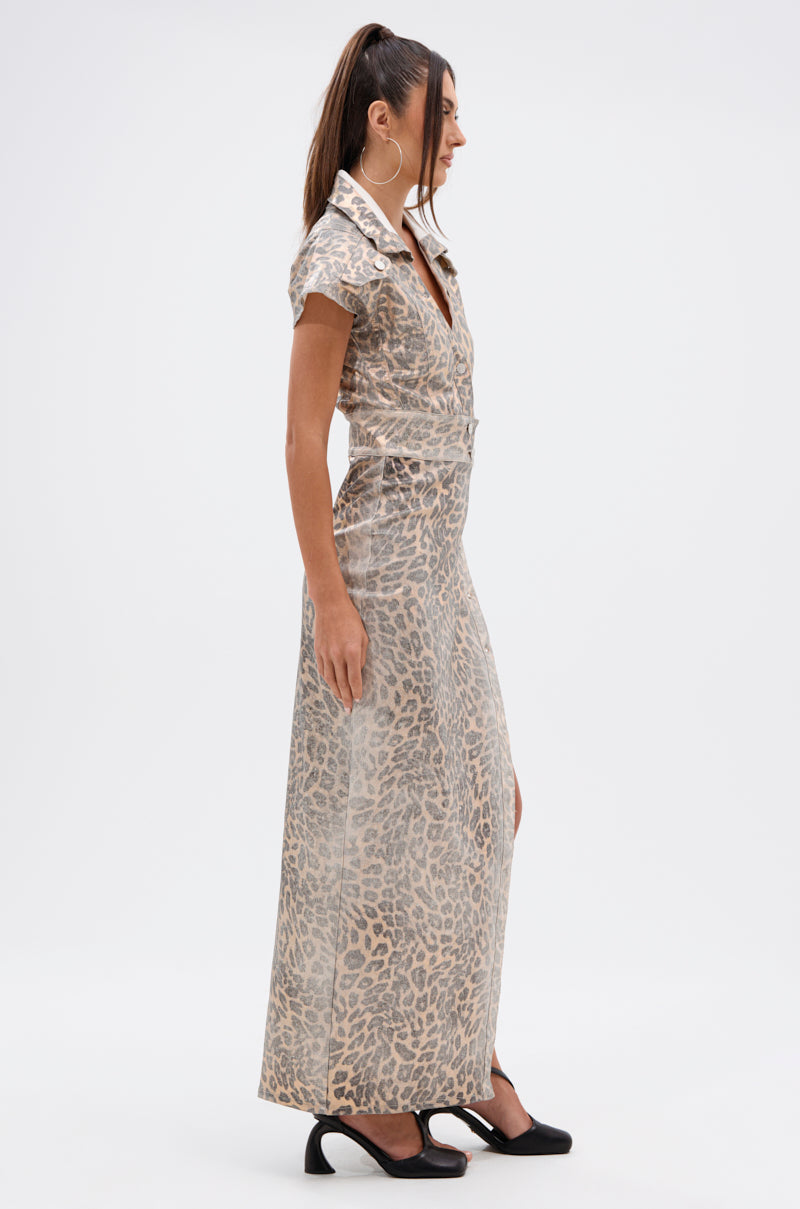 TOO BUSY TO CARE LEOPARD MIDI DRESS