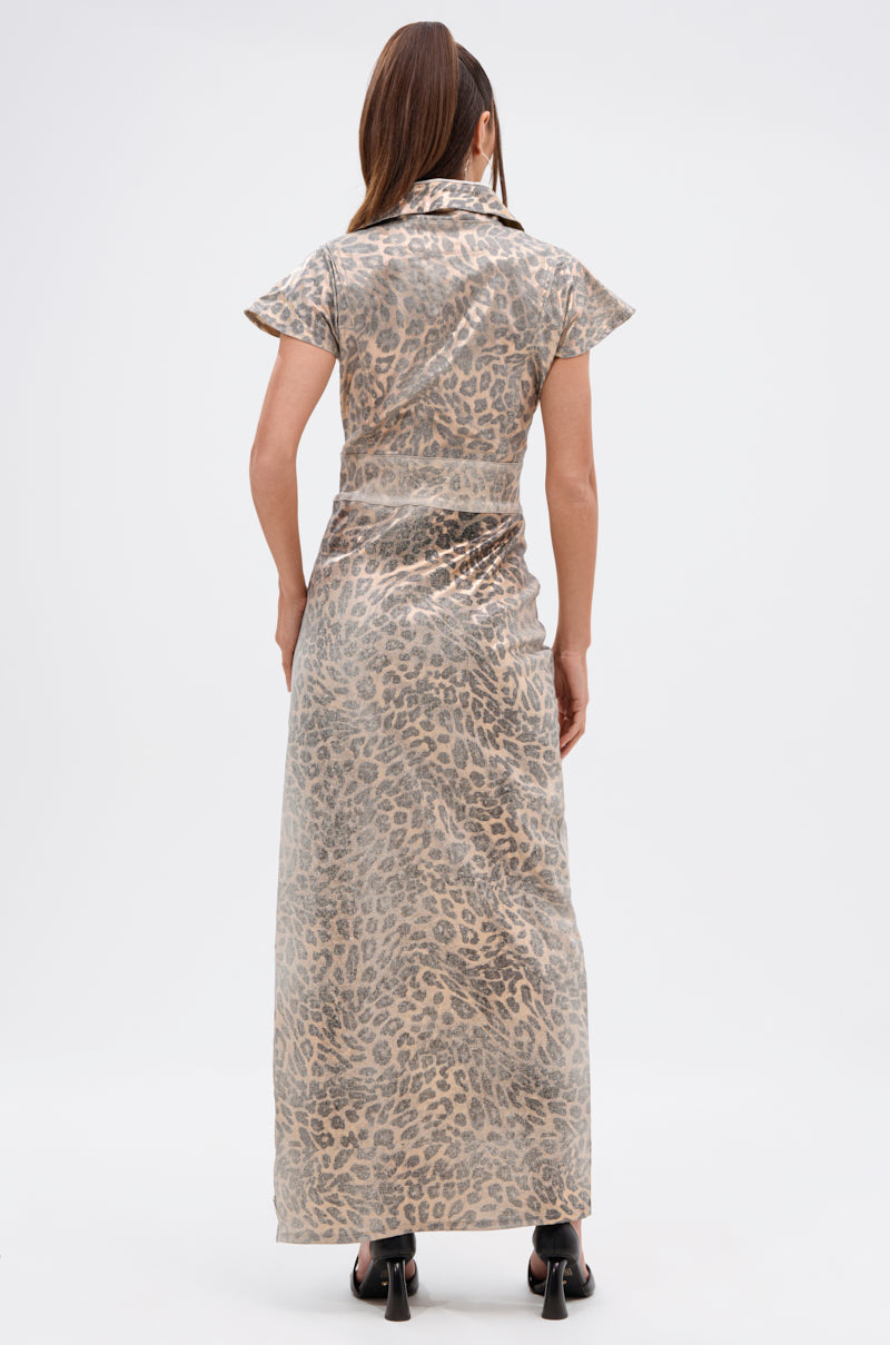 TOO BUSY TO CARE LEOPARD MIDI DRESS