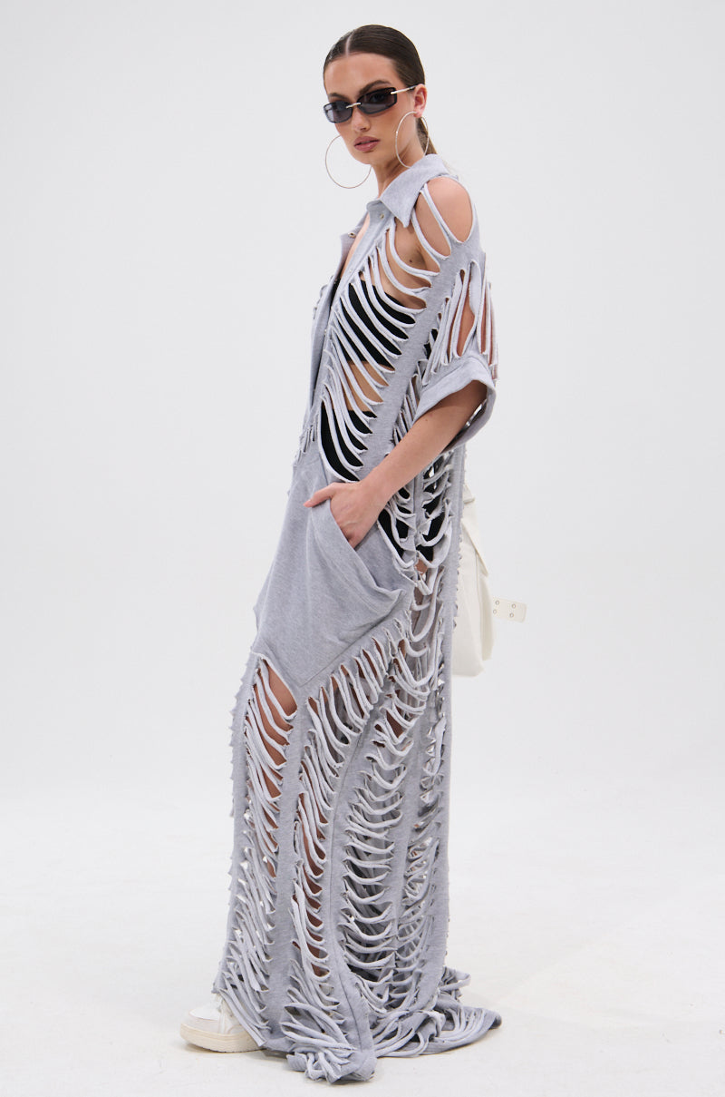 OVER IT DISTRESSED FRENCH TERRY JUMPSUIT